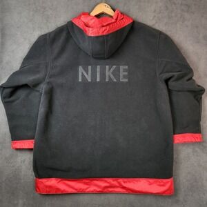 Vintage Nike Reversible‎ Hooded Fleece Jacket Mens Medium Red Black Full Zip Y2K